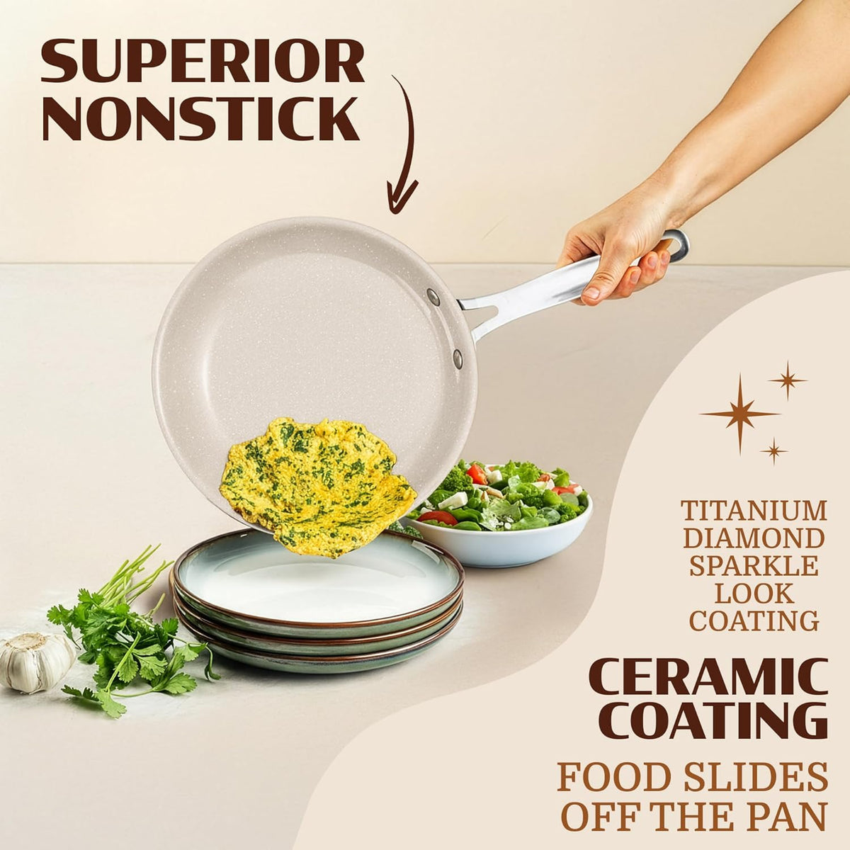 Granitestone Ceraluxe 20 Pc Ceramic Cookware Set Nonstick, Complete Pots and Pans Set Non Stick for Kitchen with Bakeware, Utensils & Steamer, Non Toxic Made Without PFOA PFOS, Oven & Dishwasher Safe