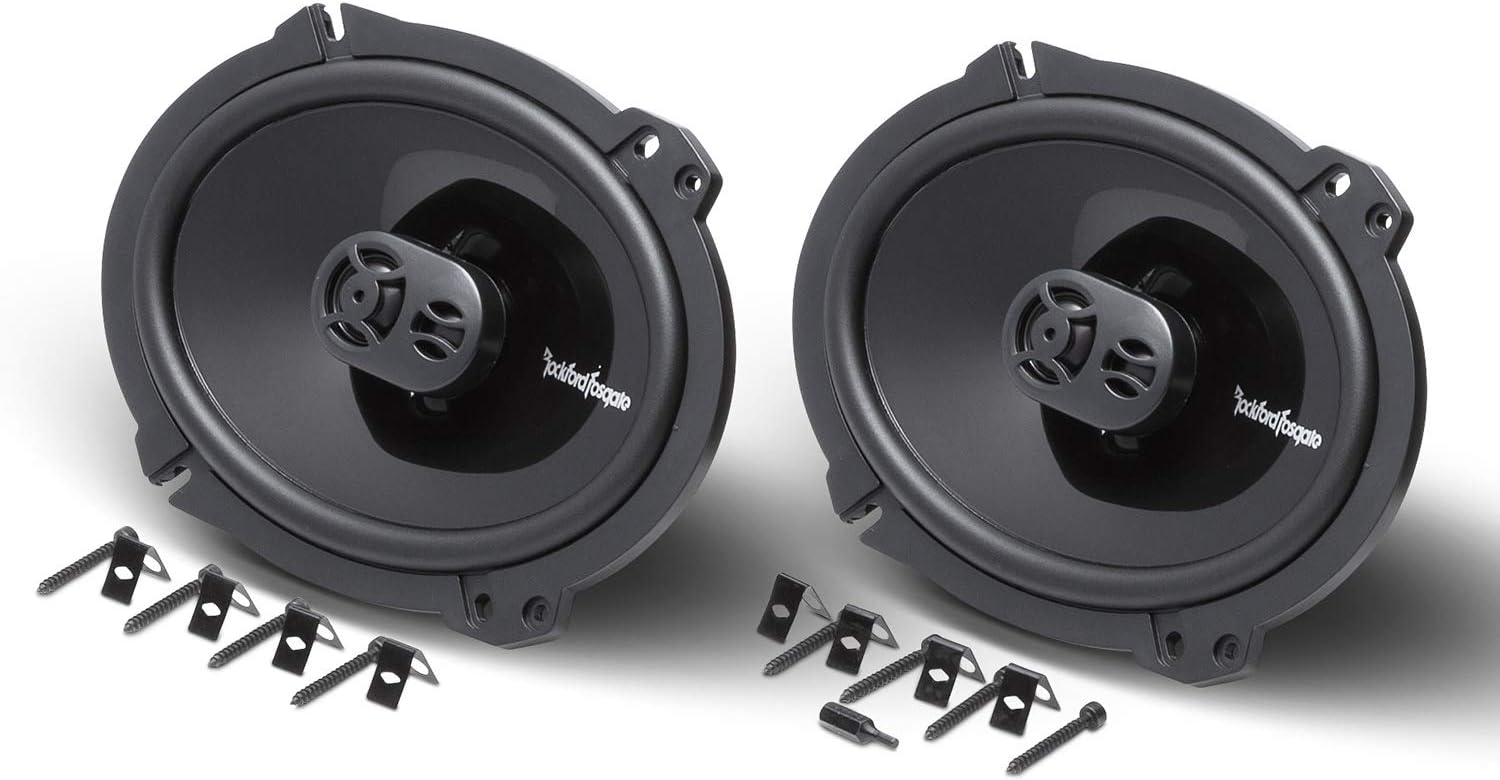 Rockford Fosgate P1683 Punch 6"x8" 3-Way Coaxial Full Range Speakers - Black (Pair)