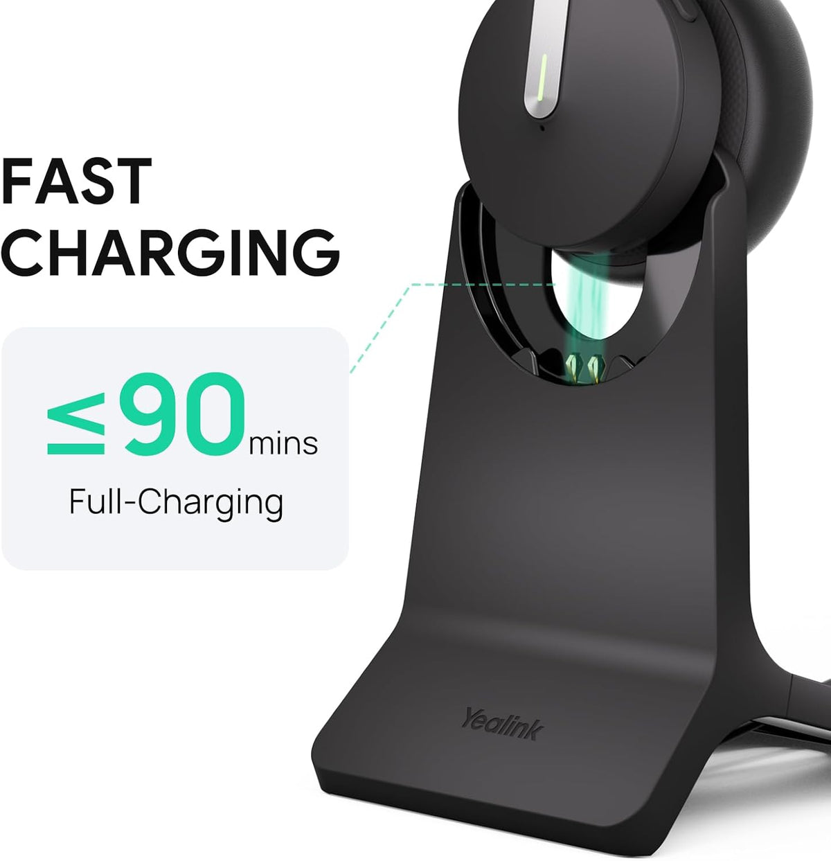 Yealink BH70 Mono Wireless Headset with Mic for Work, Bluetooth Headphone Teams Certified, up to 35h Talk Time, 91g Lightweight Comfort, USB-C to A
