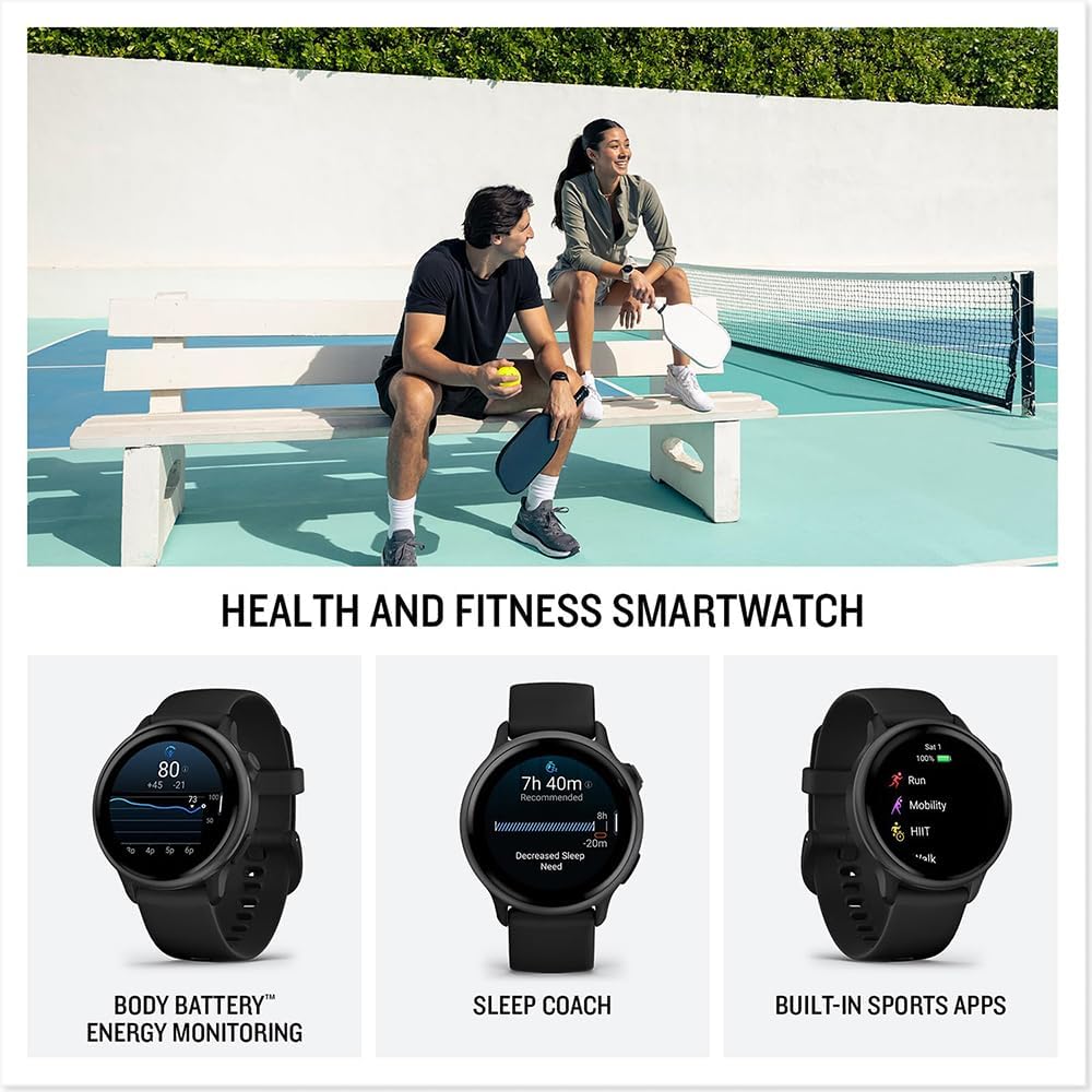 Garmin 010-02985-00 VIVOACTIVE 6 Health and Fitness GPS Smartwatch Black with Silicone Band Bundle with Deco Essentials Nylon Elastic Bands 3 Pack, Dust Cover 3 Pack and Screen Protector 2 Pack