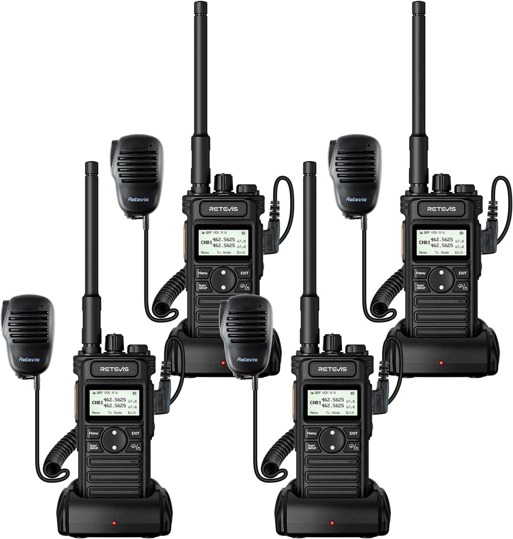 Retevis RT86S (2nd Gen RT86) Walkie Talkie Long Range,Professional 2 Way Radio with Mic,Heavy Duty,Group Call,NOAA,LCD Screen,Type-C,Two Way Radios for Adults Logistics Construction Industrial(4 Pack)