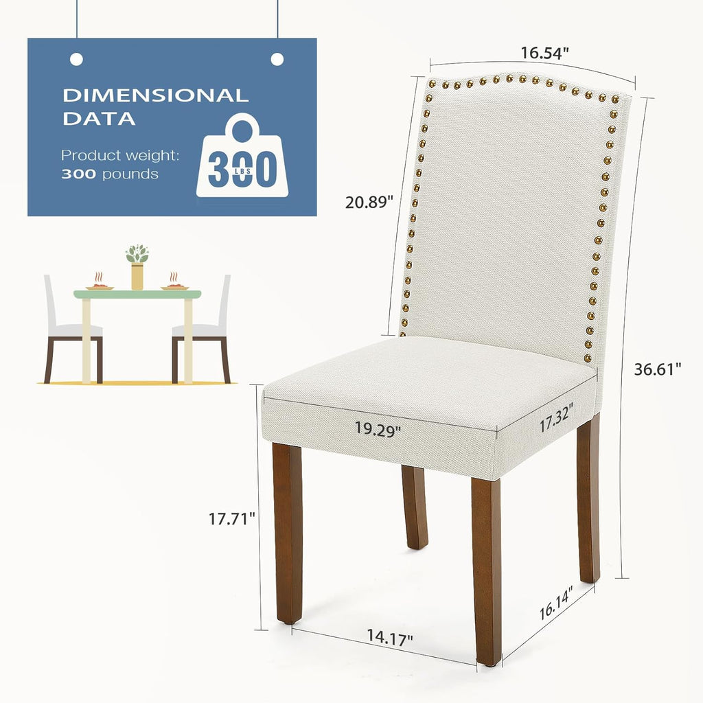 DUMOS Dining Chairs Set of 4, Modern Kitchen Table Chairs with Wooden Legs and Padded Seat for Dining Room/Kitchen/Living Room/Restaurant, Beige