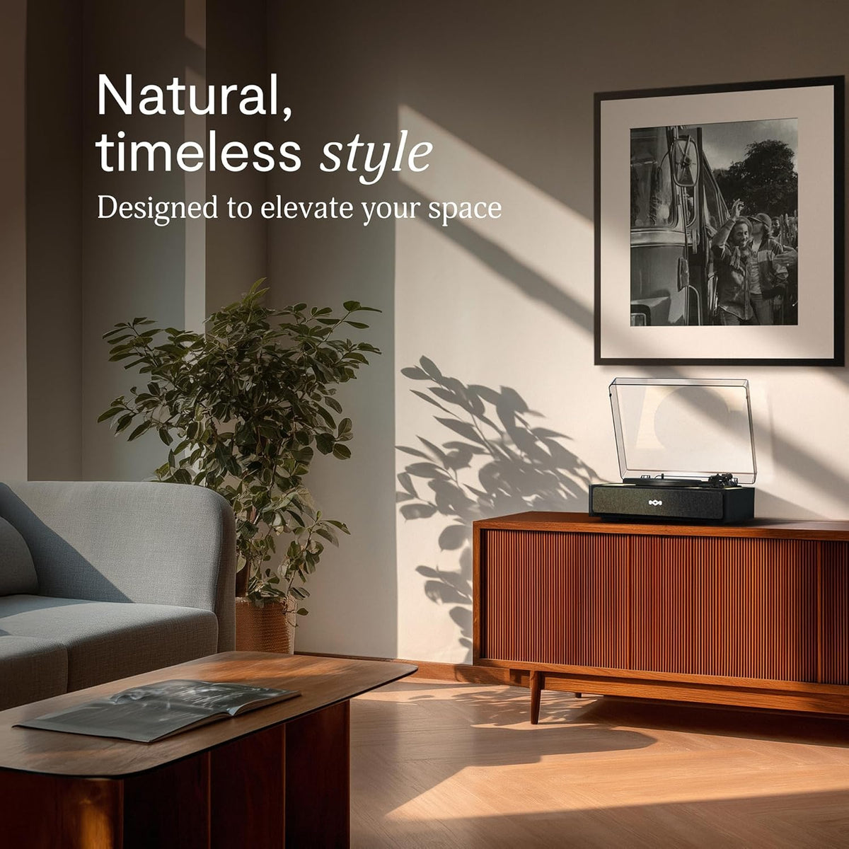 House of Marley Rise Up Bluetooth Turntable, Built-in Speakers, 2-Way Bluetooth, Audio Technica Stylus, Bamboo Finish, Recycled Felt Slipmat, Plug-and-Play with Dust Cover