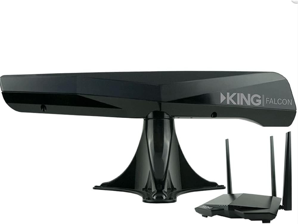 KING KF1001 Falcon Automatic Directional WiFi Antenna with WiFiMax Router and Range Extender - Black