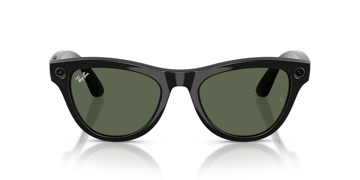 Ray-Ban Meta (Gen 2), Skyler, Shiny Black | Smart AI Glasses for Men, Women — 2x Battery Life — 3K Ultra HD Resolution — 12 MP Ultra-Wide Camera, Audio, Video — Green Lenses — Wearable Technology