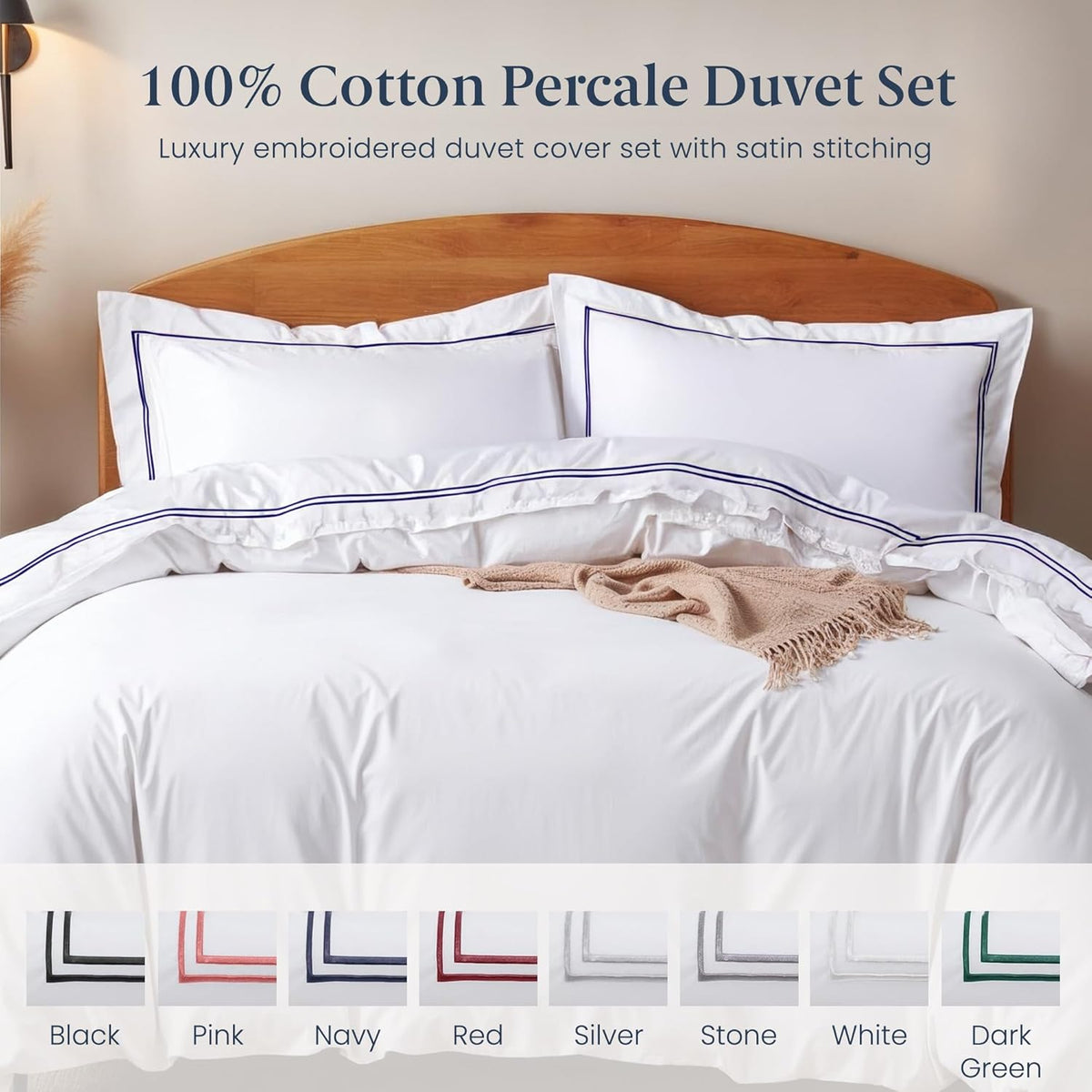 Ella Jayne Duvet Cover King (3 Pieces), 100% Cotton Percale, King/Cali King, Soft, Breathable & Lightweight Including King Duvet Cover (1 Piece) 106 x 90 Inches with 2 Pillow Shams (Navy Design)