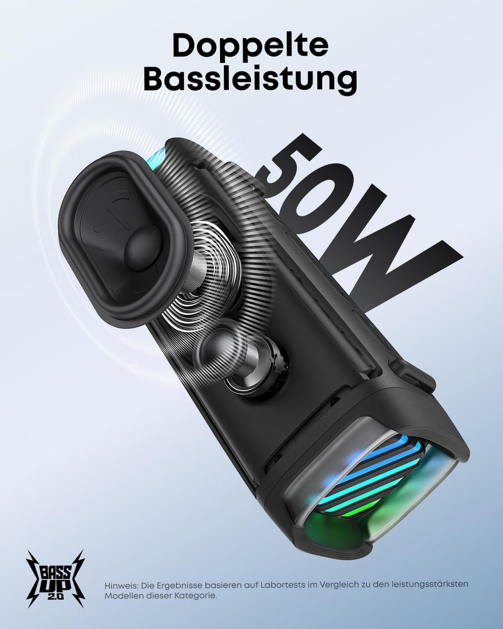 Soundcore Boom 3i by Anker, Compact Outdoor Speaker, IP68 Waterproof, Floating Playback, Saltwater-Resistant, BassUp 2.0, 50W Portable Speaker, Bluetooth 5.3, 16H, TWS, Kayak/Fishing/Camping (Renewed)