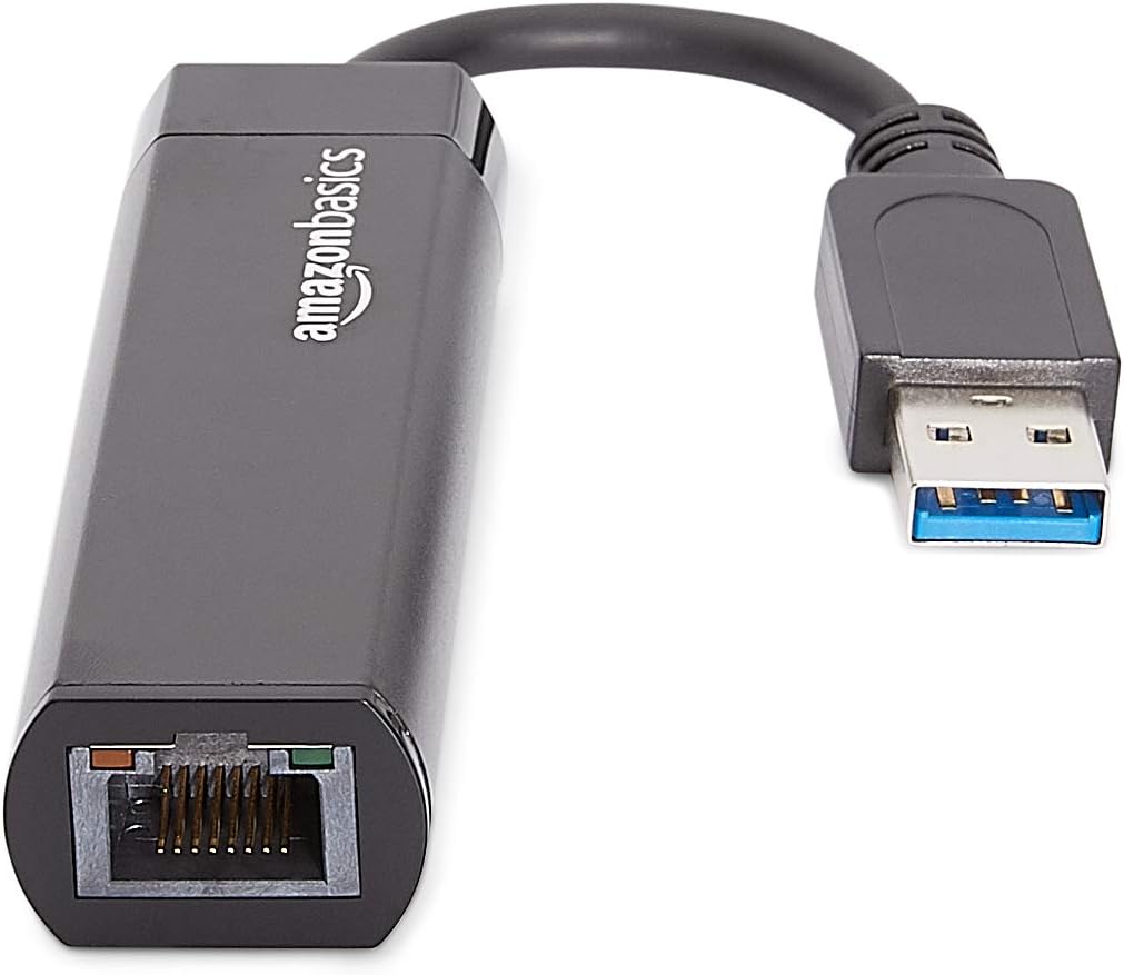 Amazon Basics USB 3.0 to 10/100/1000 Gigabit Ethernet Internet Adapter, Compatible with Windows and macOS, 10-Pack, Black