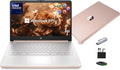 HP 14” Laptop Ultra-Portable Computer 2026 Student Business, MS Office, Copilot AI, Intel 4-Core CPU, 4GB RAM, 628GB Storage (128GB UFS+500GB Ext), Long Battery, MaxsolAccessory, Win 11 Pro, Rose Gold