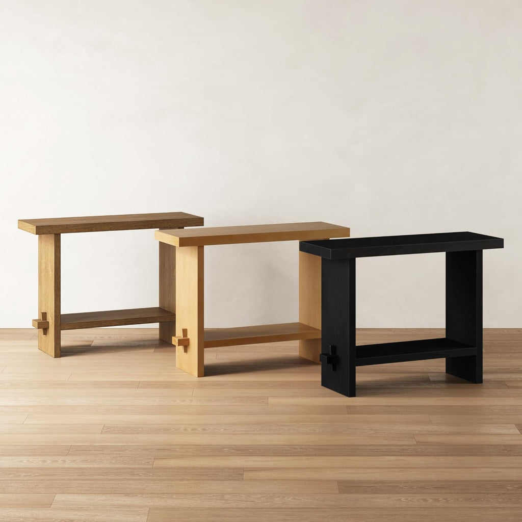 Nathan James Virgo Wood Accent Storage Console Sofa Table, for Entryway, Hallway or Living Room, Reclaimed Black Oak