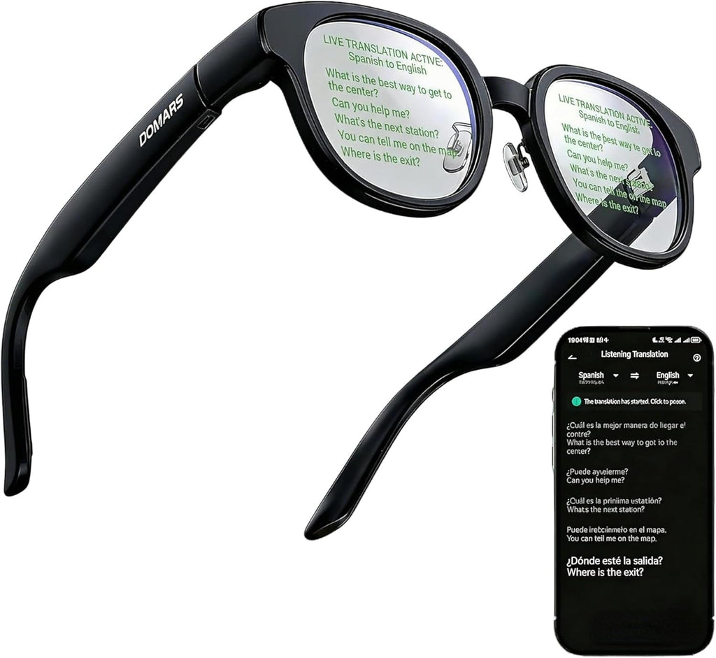 Smart Glasses with AR Display, Invisible Teleprompter Glasses for Speech, AI Real-Time Translation Glasses in 15 Languages, Bluetooth AI Smartglasses for Travel Business Meetings Men Women