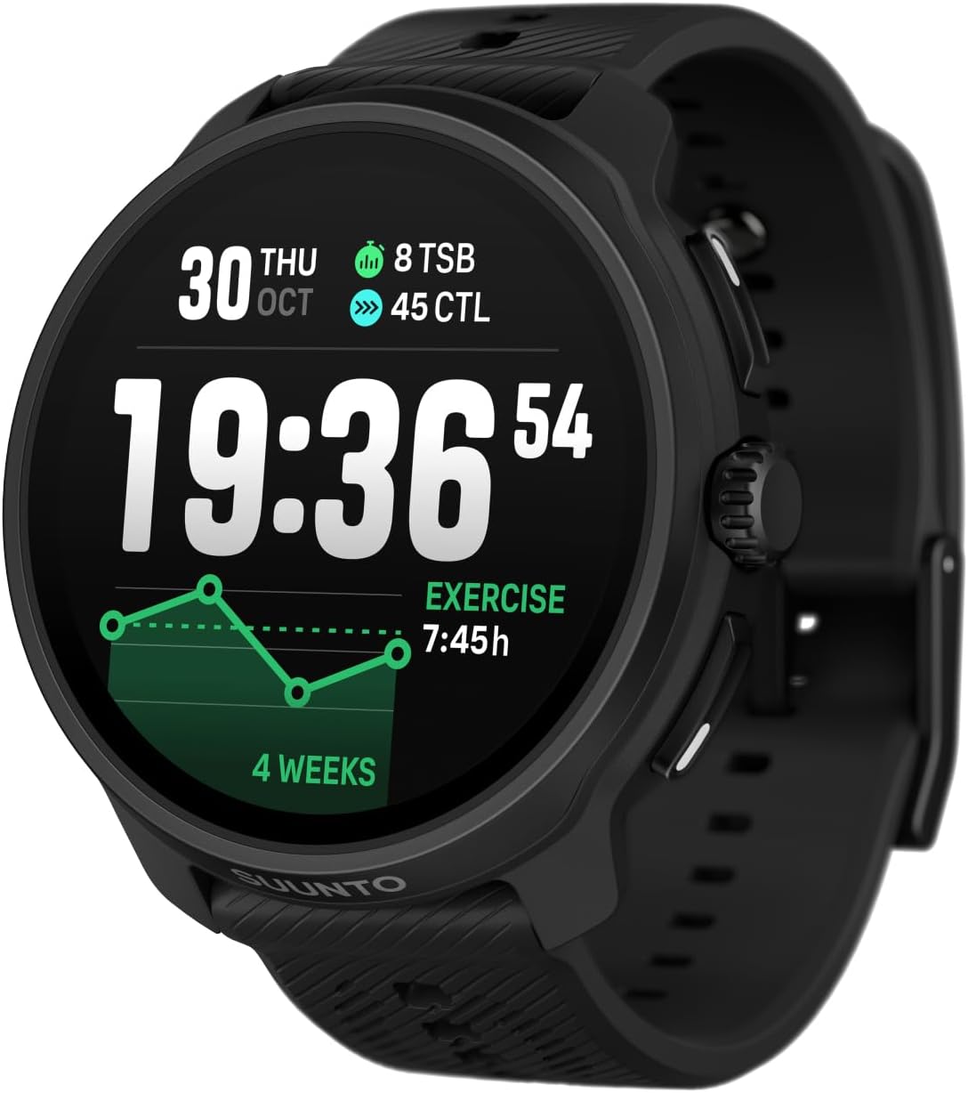 SUUNTO Race 2 GPS Sports Watch, 1.5" AMOLED Touchscreen w/Crown, 16 Days Battery Life, Training Metrics and Recovery Insights, Dual-GNSS, 32GB Global Offline Maps, Lightweight, All Black