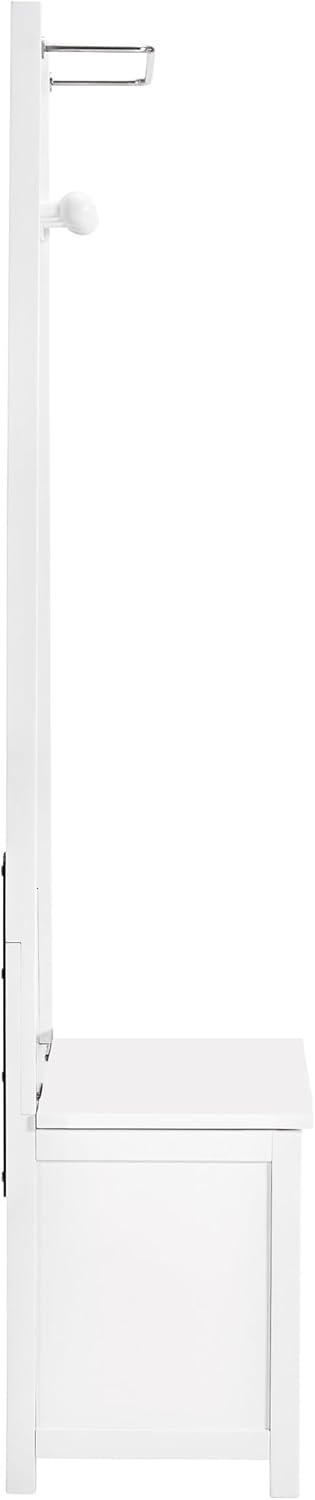 Derby Laundry Hamper with Towel Rack - Stool for Entryway, Laundry Room, or Bathroom Storage (White)