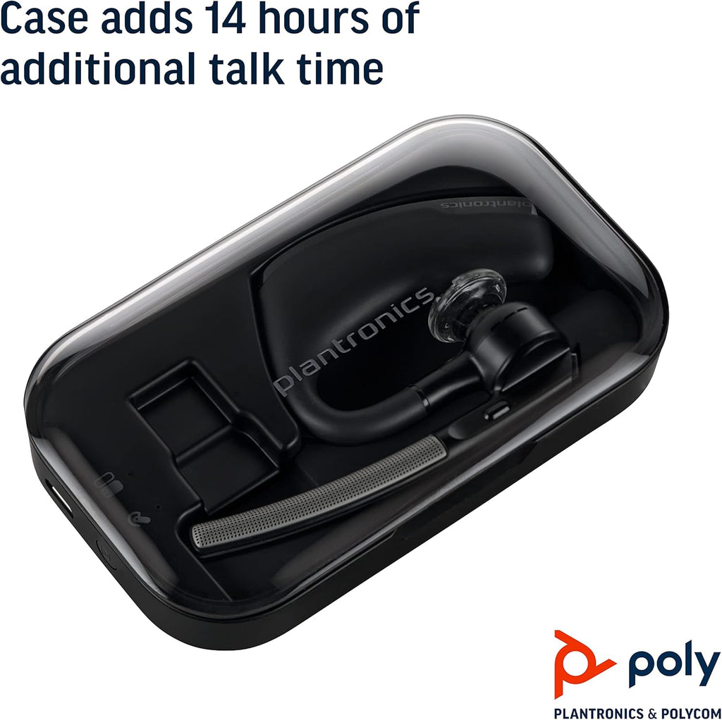 Plantronics - Voyager Legend (Poly) - Bluetooth Single-Ear (Monaural) Headset & Charging Case Bundle - Connect to Your PC, Mac, Tablet, or Cell Phone - Noise Canceling