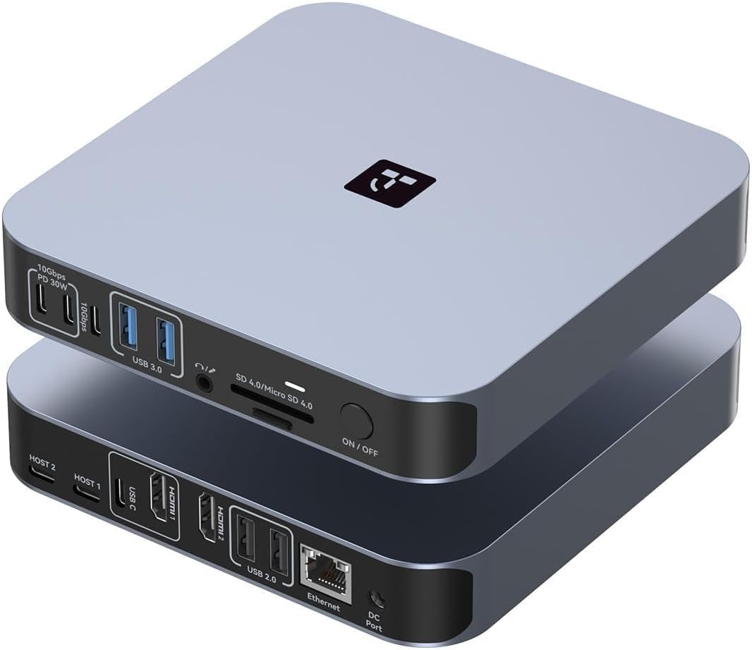 TobenONE 18-in-2 Docking Station Dual Monitor for MacBook Pro/Air M5/M4 Pro/Max, Plug and Play, Mac Docking Station with 4K@60Hz HDMI&USB-C, 150W Adapter, 10Gbps/PD 30W, 7 USB, 2.5G Ethernet, SD 4.0