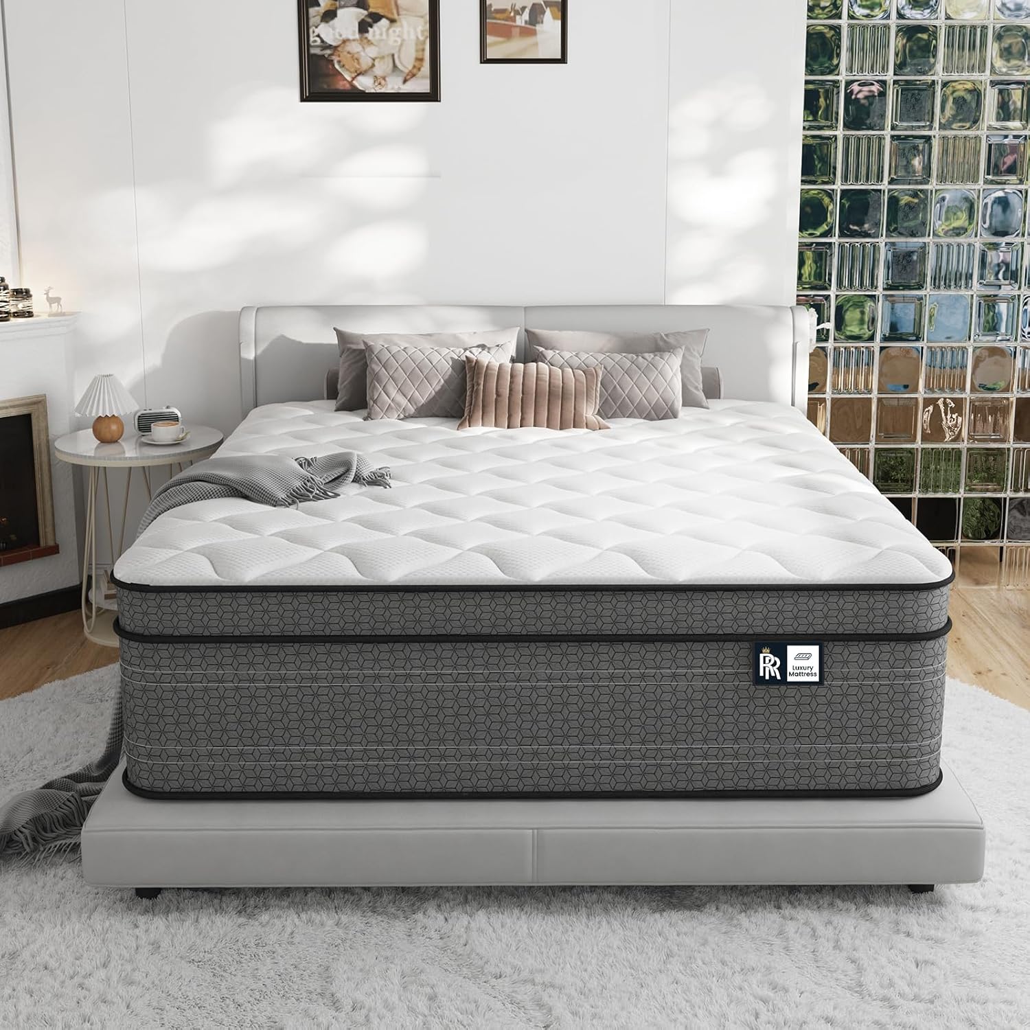 Ruoysun Queen Mattress, 14 Inch Medium Firm Hybrid Queen Size Mattress in a Box, Strong Edge Support, Motion Isolation, with 7-Zones Pocket Springs, Fiberglass-Free, Pressure Relief, CertiPUR-US