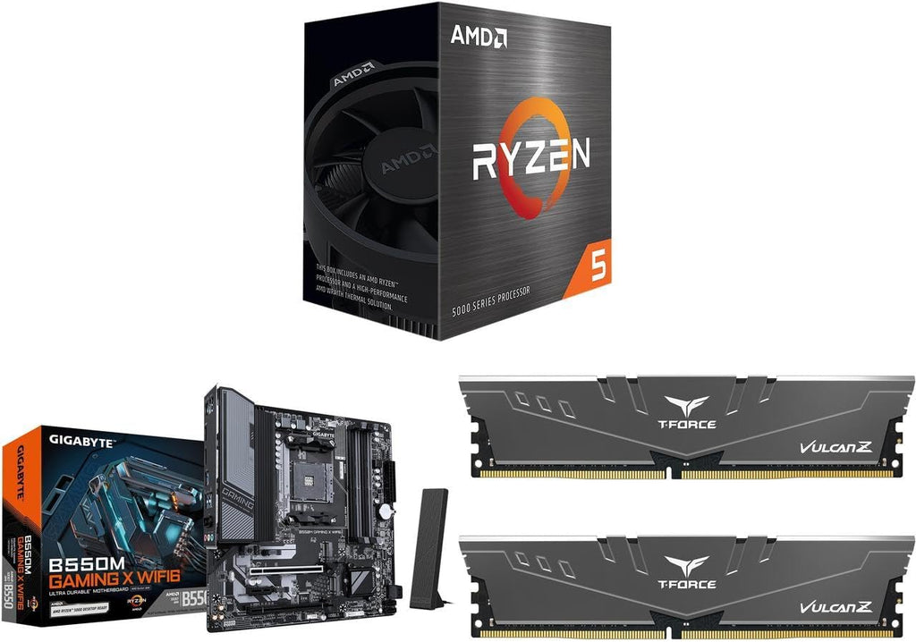 Newegg CPU Motherboard Memory Combo - Ryzen 5 5500 Bundle with B550M Gaming X WIFI6 and TG T-Force Vulcan Z 16GB (2 x 8GB) DDR4 3600