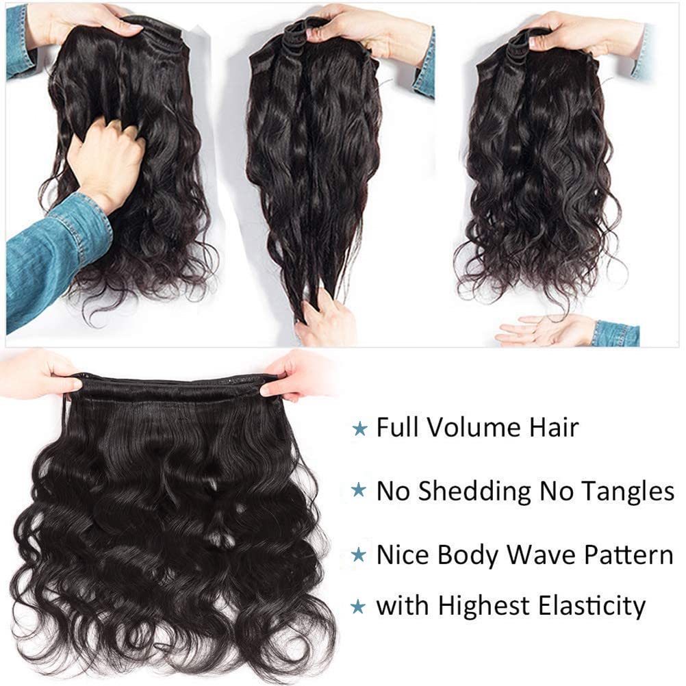 YISEA Human Hair Bundles Body Wave 4 Bundles (30 28 26 24 inches) 12A Grade Brazilian Virgin 100% Unprocessed Human Hair Body Wavy Bundles Natural Black Weave Hair Extensions