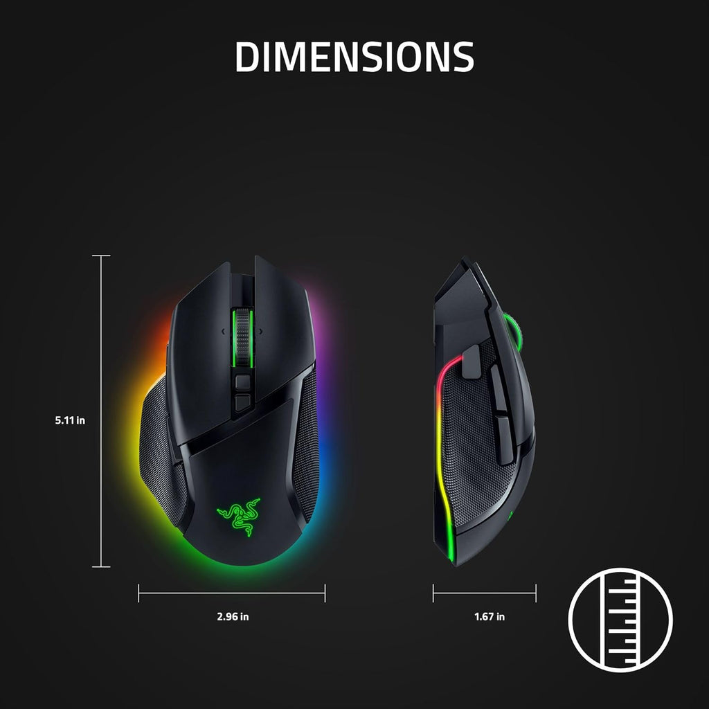 Razer Basilisk V3 Pro Wireless Gaming Mouse: HyperScroll Tilt Wheel - 30K DPI Optical Sensor - Gen-3 Optical Switches - 13-Zone Chroma RGB - 13 Programmable Controls - 3 Connection Modes - Black