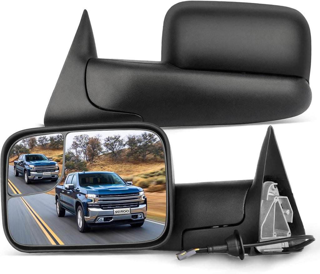 SCITOO Compatible fit for Towing Mirrors 1994 1995 1996 1997 for Dodge for Ram 1500 2500 3500 Truck Black Power Operation Pair Set Mirrors