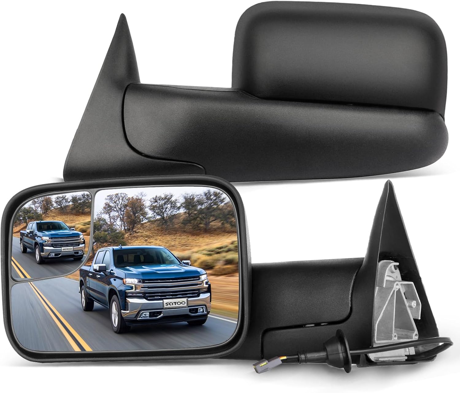 SCITOO Compatible fit for Towing Mirrors 1994 1995 1996 1997 for Dodge for Ram 1500 2500 3500 Truck Black Power Operation Pair Set Mirrors