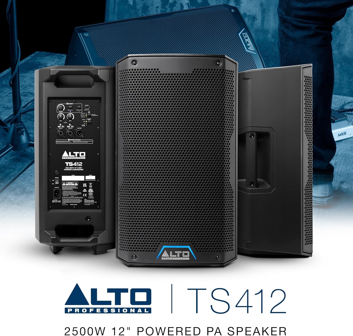 ALTO TS412 2500W 12" Powered PA Speaker with 3 Channel Mixer, Bluetooth Streaming, Wireless Loudspeaker Linking, DSP App