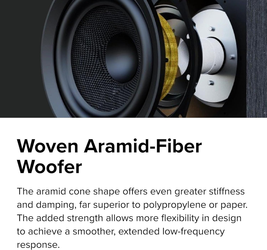 ELAC Debut 3.0 DB53-WN Bookshelf Speakers, Walnut (Pair) - 1” Aluminum Dome Tweeter & 5.25” Aramid Fiber Woofer - 2-Way Bass Reflex - 48Hz to 38KHz Response
