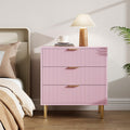 IDEALHOUSE Pink Dresser, Modern 3 Drawer Dresser for Bedroom with Gold Handle and Large Drawer, Wood Double Chest of Drawers and Storage Organizer for Living Room, Hallway, Entryway