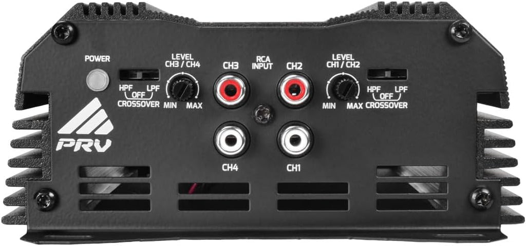 PRV Audio MDX1200.4 2 Ohm Mini 4 Channel Car Audio Amplifier 4 x 300 Watts RMS at 2 Ohm - 1200 Watt 12 Volts Bridgeable Amp for Powersports, Motorcycles, ATV, for High Power Stereo Speaker Systems