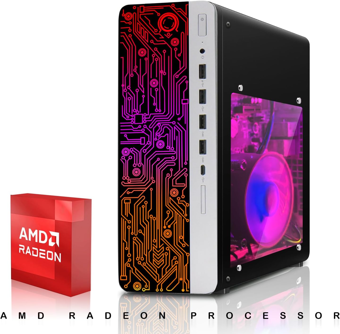 HP Gaming PC Desktop Computer – AMD Pro A10-9700,GT 1030 Graphics,8GB RAM,512GB SSD,32 Inch Curved Monitor,RGB Keyboard with AI Copilot,Mouse,WiFi,RGB Headphone,Windows 11(Renewed)