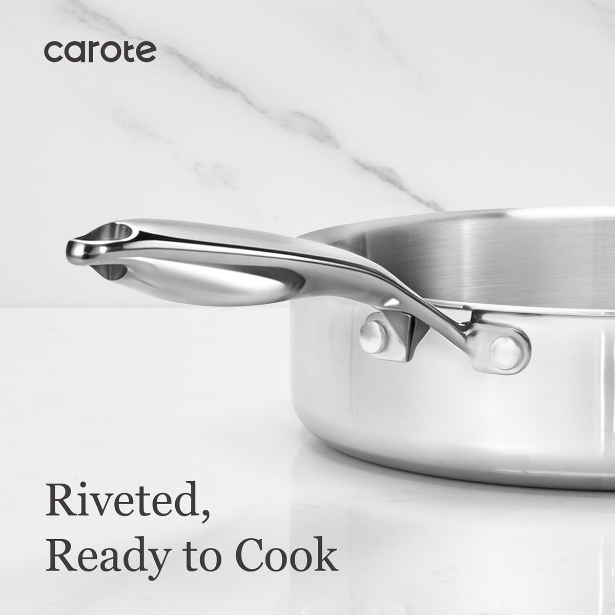 CAROTE 21pcs Tri-Ply Stainless Steel Cookware Set, Pots and Pans Set, Non Toxic Induction Kitchen Cooking Sets, Cookware Collection, Mirror Polish, Silver, Mothers Day Gifts
