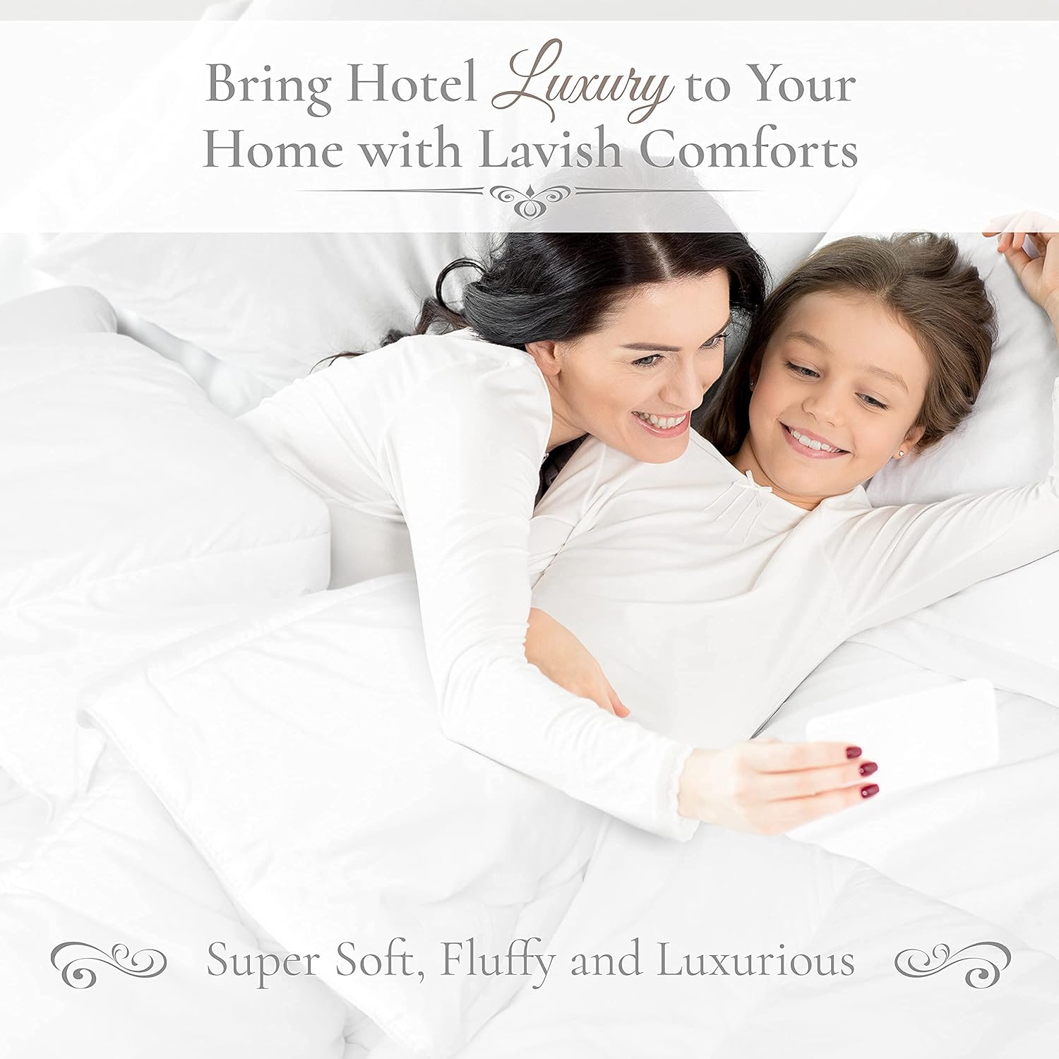 Down Alternative Comforter King Size - Fluffy Duvet Insert - Premium Plush All Season - Luxury Breathable Hotel Cooling Comforter - King, White, 104x86 inches - Comes Compressed Packaging