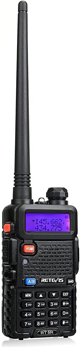 Retevis RT-5R Dual Band Two Way Radio, Walkie Talkie with Earpieces, 128CH,High Power, Emergency Alarm, VOX, 1400mAh Battery, FM, 2 Way Radio Long Range for Aldults School Church Security (6 Pack)