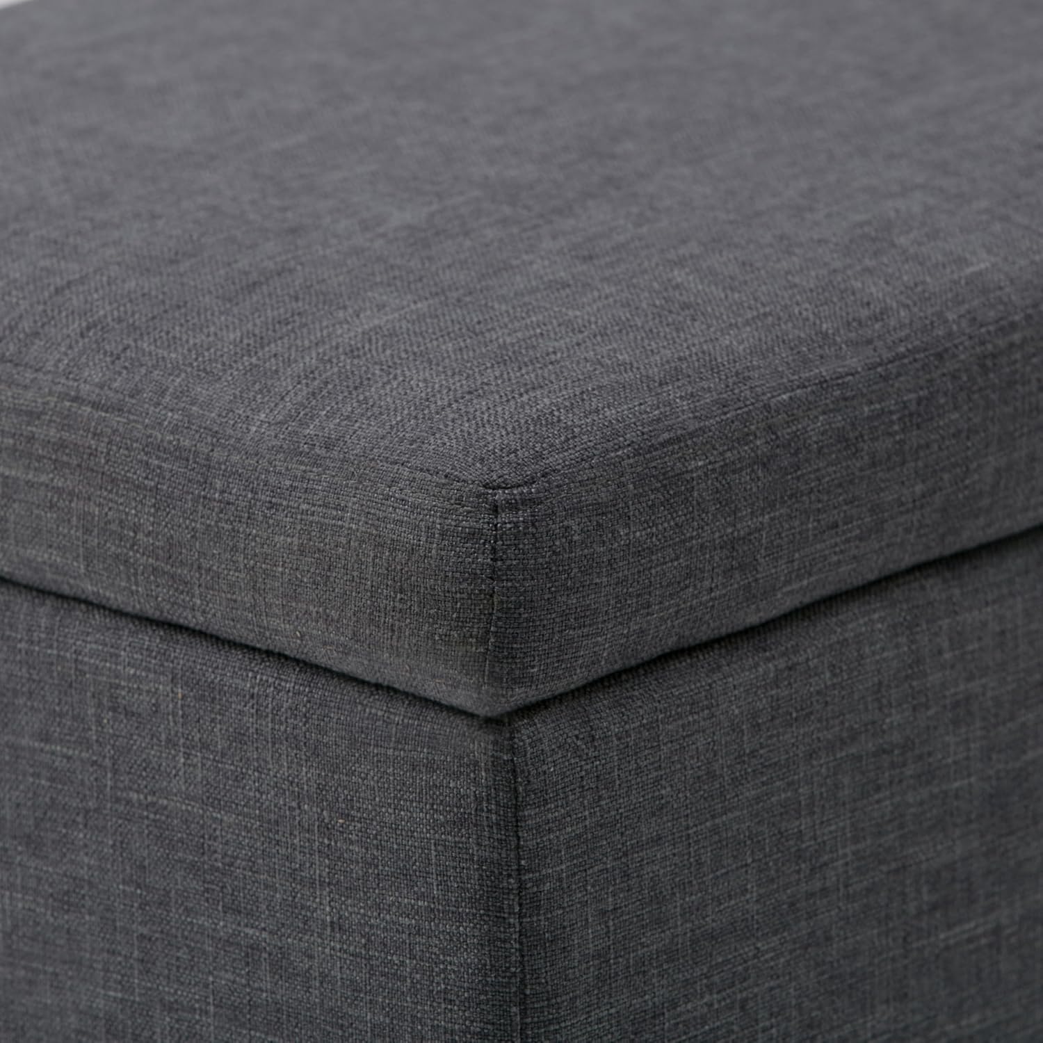 SIMPLIHOME Avalon Storage Ottoman Bench - 48" Wide x 16" High Upholstered Linen Look Fabric Rectangular Lift-Top Ottoman in Slate Grey, Contemporary Bench for Living Room with High-Density Foam
