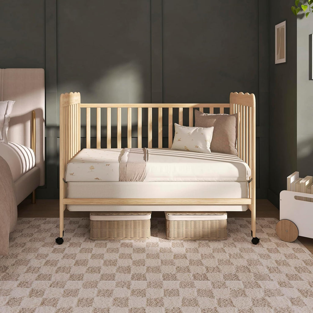 Dream On Me Carson Classic 3-in-1 Convertible Full-Size Baby Crib in Natural, GreenGuard Gold & BSA, 4 Mattress Heights, Converts to Day & Toddler Bed, Locking Wheels, Classic Nursery Design