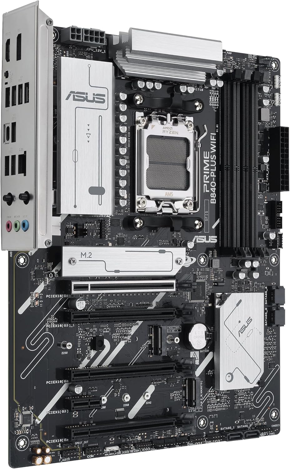 ASUS Prime B840-PLUS WiFi-CSM AMD AM5 B840 ATX Commercial CSM Motherboard, Advanced AI Ready, DDR5, PCIe 4.0, 3X M.2, Wi-Fi 6E, 2.5G LAN, DP, HDMI, USB Type-C, BIOS Flashback, ASUS Control Center