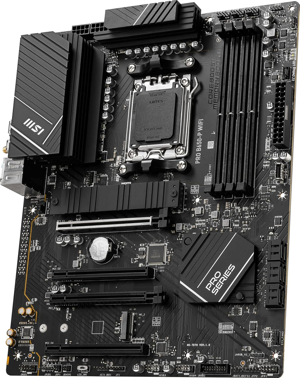 MSI PRO B650-P WiFi ProSeries Motherboard (AMD AM5, ATX, DDR5, PCIe 4.0, M.2, SATA 6Gb/s, USB 3.2 Gen 2, HDMI/DP, Wi-Fi 6E, AMD Ryzen 7000 Series Desktop Processors) (Renewed)