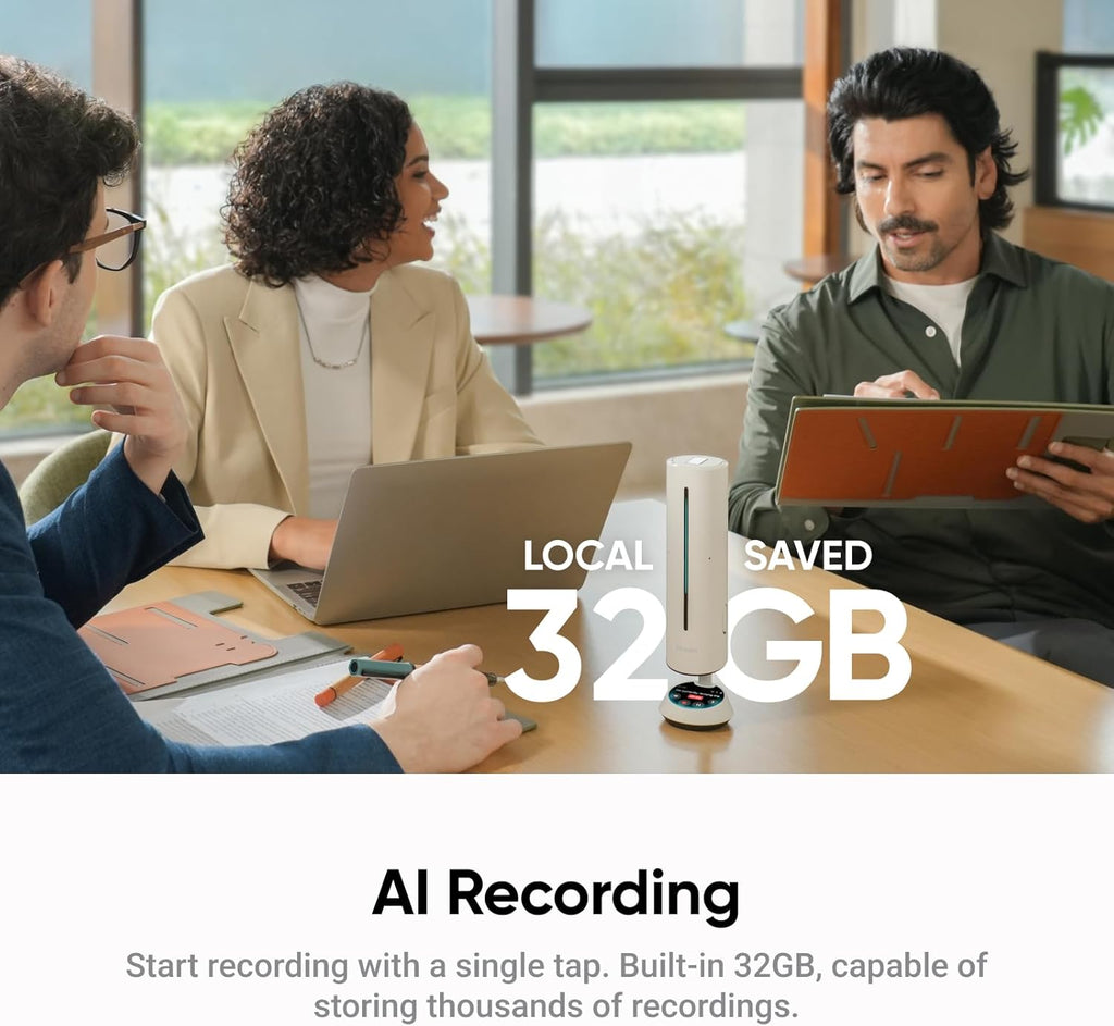 Insta360 Wave AI Conference Speakerphone with Bluetooth, Noise-Canceling Mics, Beamforming, Zoom Certified, AI Transcription & Summary, 32GB Storage for Meetings, Podcasts, Home office and Livestreams