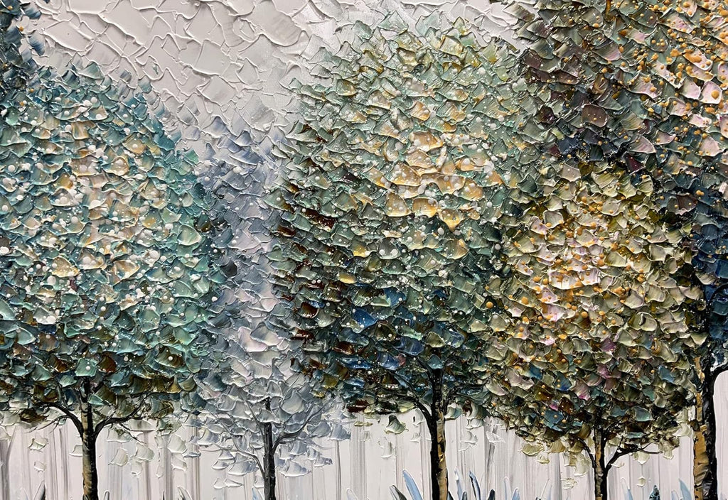 V-inspire Art,24x48 Inch Impressionist Hand Drawn Landscape Oil Paintings Abstract Textured Tree artwork Canvas Wall Art Painting Home Decorations Painting Ready to Hang