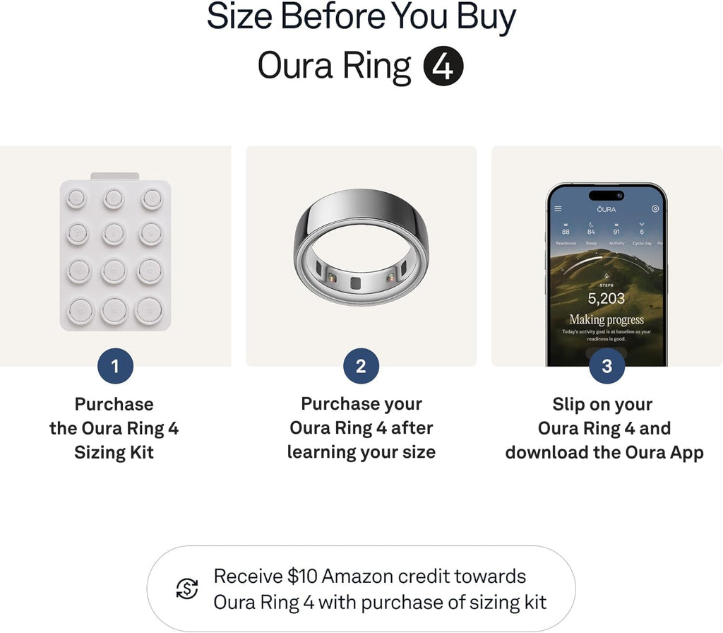 Oura Ring 4 - Silver - Size 8 - Sleep, Activity, Women's Health, AI Advisor, Up to 8 Days of Battery Life, Size Before You Buy, Android & iOS Compatible