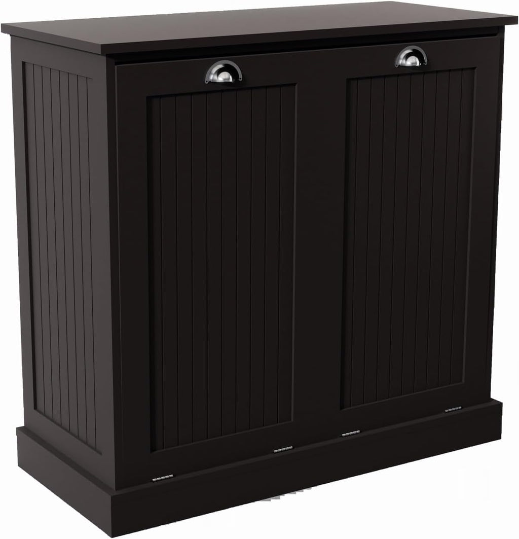 Contemporary Storage Cabinet, Two-Compartment Tilt-Out Laundry Sorter Cabinet, for Bathroom Hallway,for The Kitchen