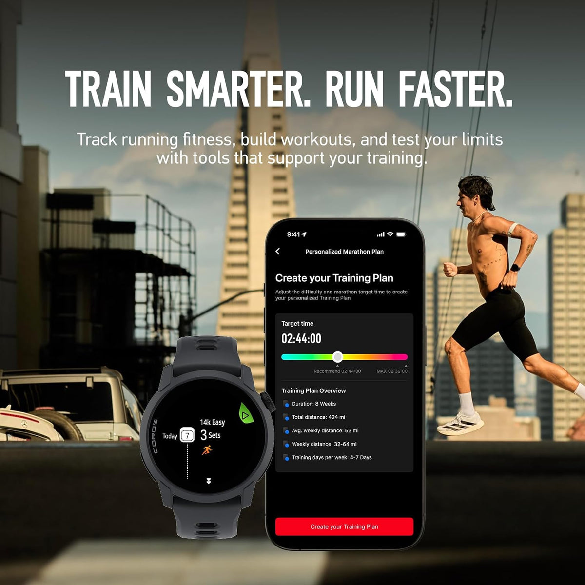 COROS PACE 4 Ultralight Sport GPS Watch, 1.2" AMOLED Touchscreen,19 Days of Daily use, Voice Features, Advanced Training Tools, Accurate GPS, Heart Rate Monitor, Run (Black Silicone)