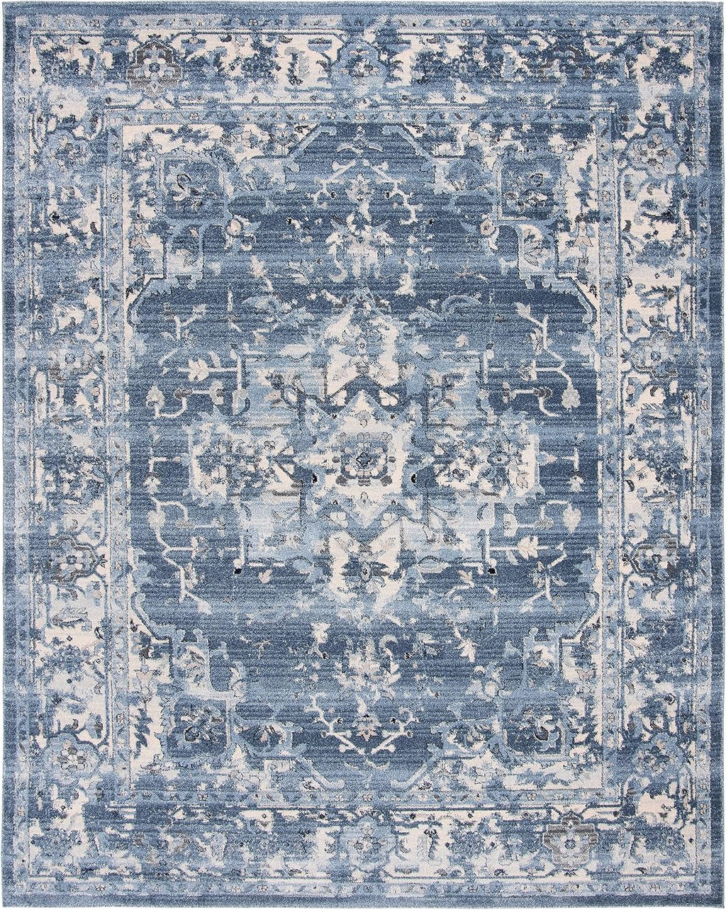 SAFAVIEH Charleston Collection Area Rug - 10' x 14', Navy & Creme, Oriental Distressed Design, Non-Shedding & Easy Care, Ideal for High Traffic Areas in Living Room, Bedroom (CHL411N)