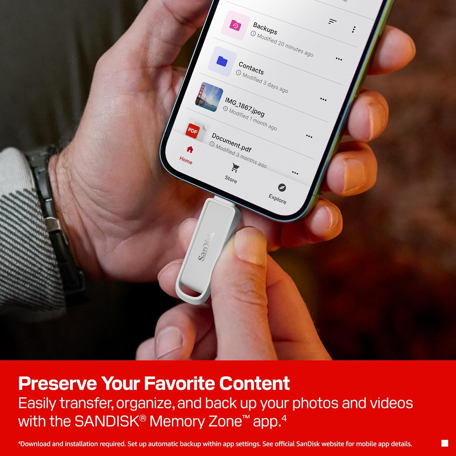 SANDISK 1TB Phone Drive with USB Type-C - for Smartphones, Tablets, and Computers - Up to 150MB/s, USB 3.2 Gen 1 - Arctic White - SDIXS0N-1T00-GN6NE