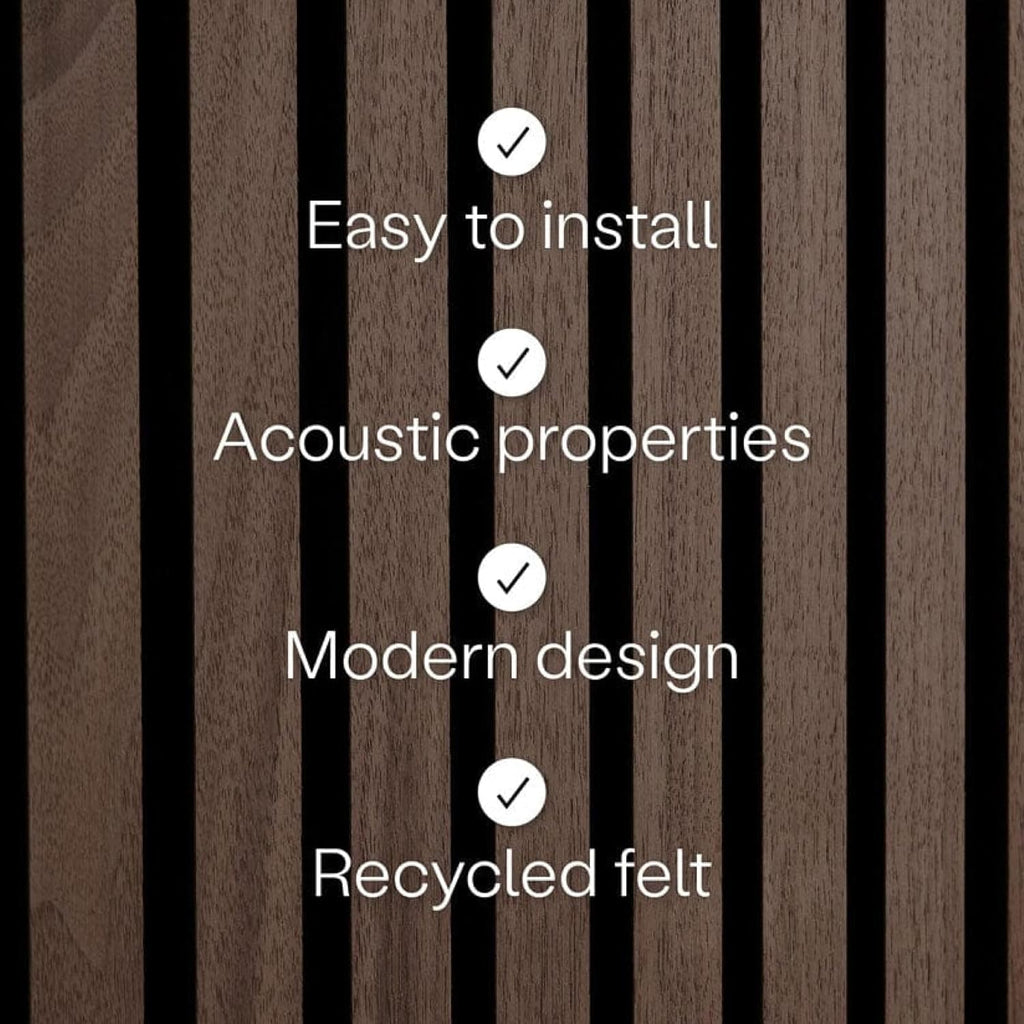 WVH Luxury American Walnut Acoustic Slat Wood Wall Panels, Measures 94.49" x 25.20", Premium Finish, Interior Decor for Walls & Ceilings, Noise Cancelling & Sound Absorbing for Home & Office, 2pcs