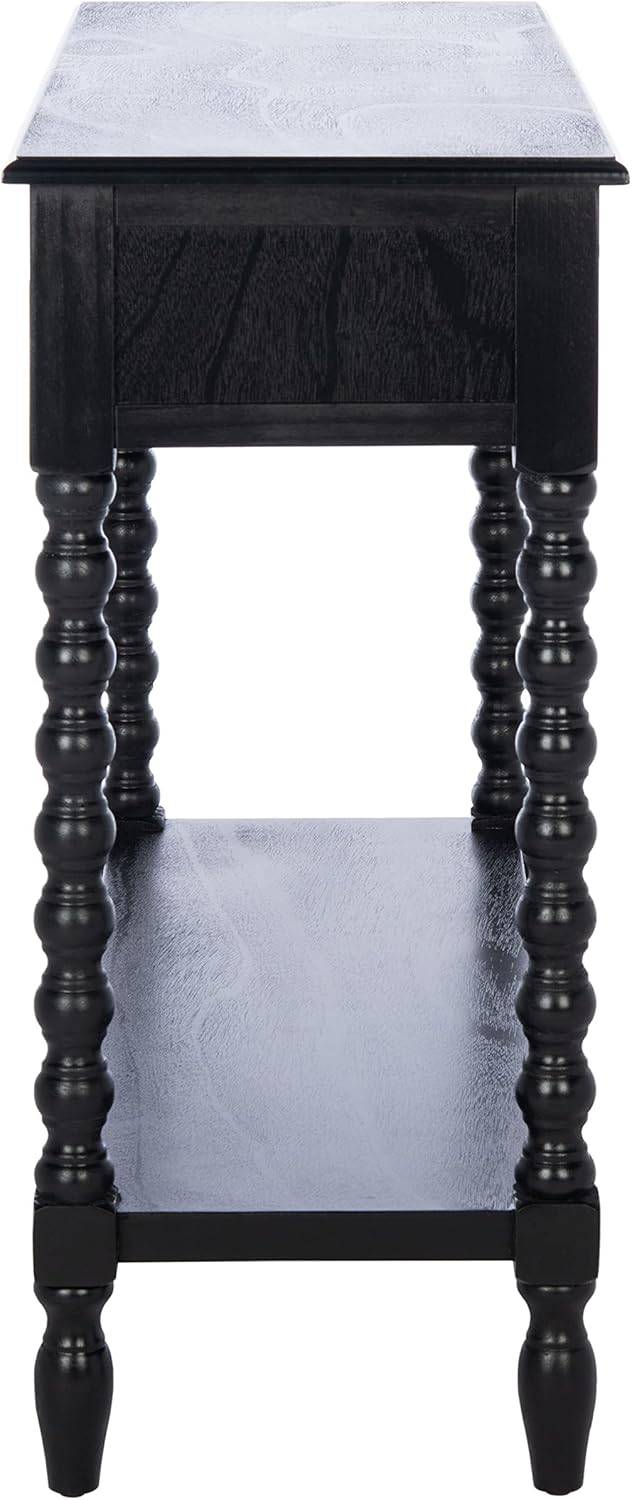 SAFAVIEH Furniture - Athena 2-Drawer Console Table - Black - Solid Wood - Farmhouse Classic Design - Ideal for Entryway, Living Room, Hallway, 35.5" W x 13" D x 29.5" H (CNS5702B)