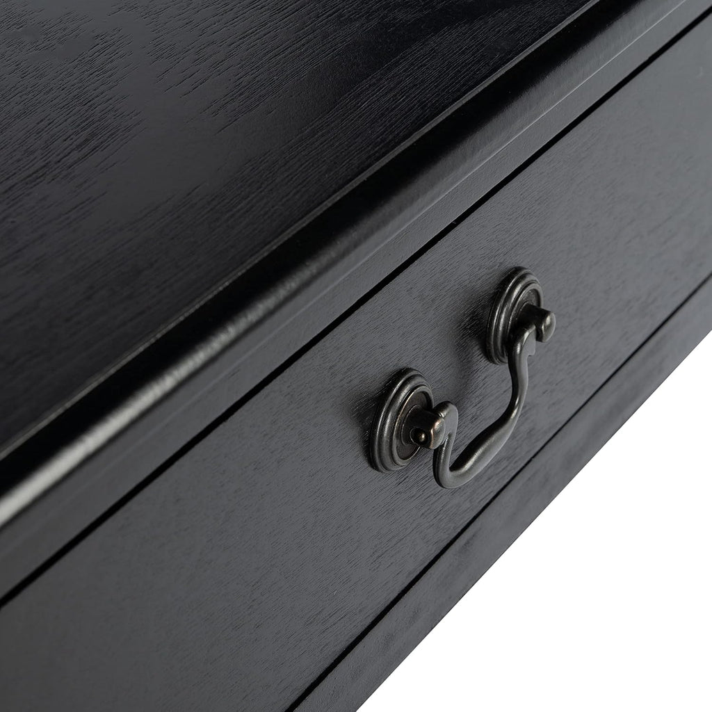 SAFAVIEH Furniture - Athena 2-Drawer Console Table - Black - Solid Wood - Farmhouse Classic Design - Ideal for Entryway, Living Room, Hallway, 35.5" W x 13" D x 29.5" H (CNS5702B)