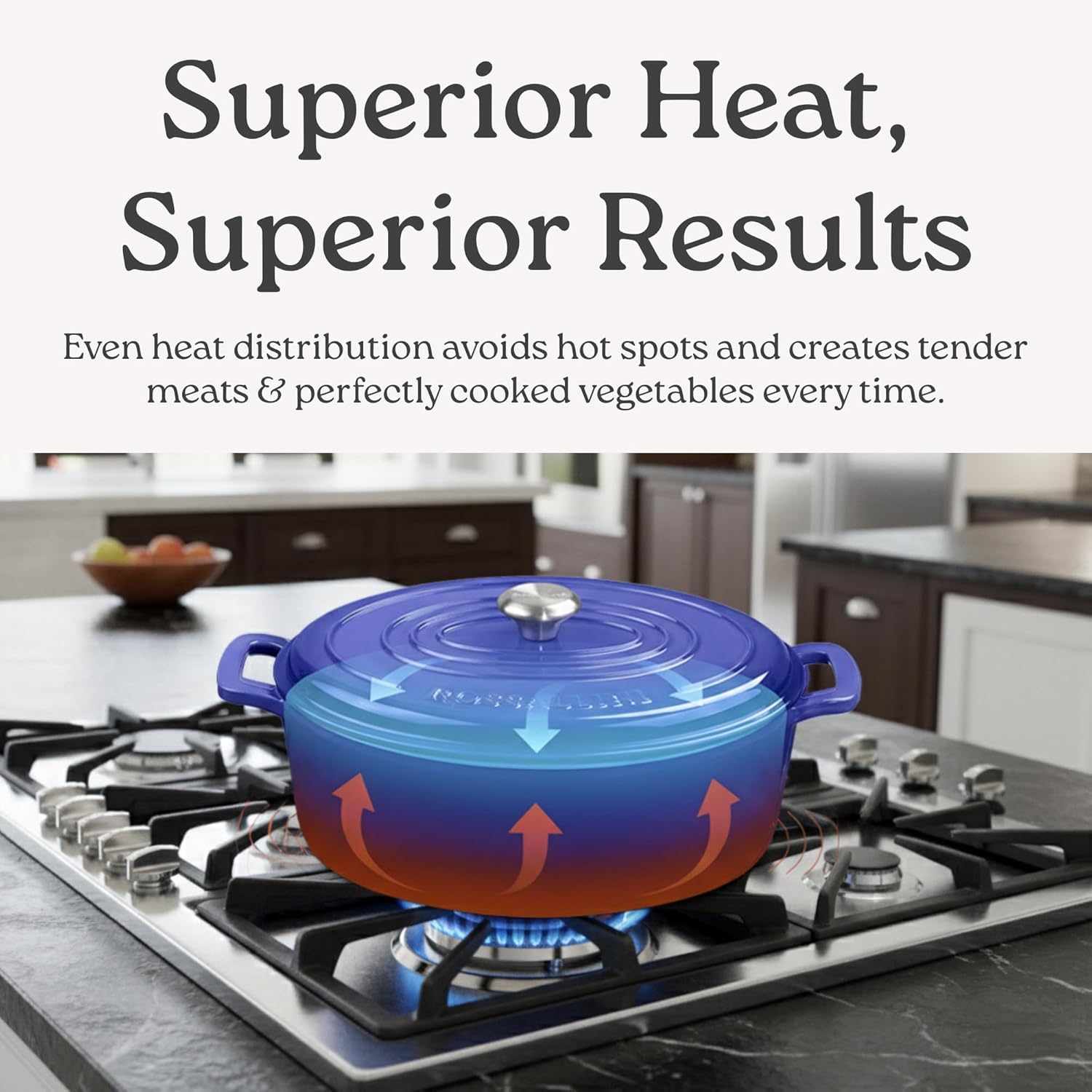 ROSSALLINI Signature Enameled Cast Iron Oval Dutch Oven | Non-Stick Serving Pot with Tight Fitting Lid for Perfect Roasting, Baking, Sauteing, and Bread Making | 5Q Red