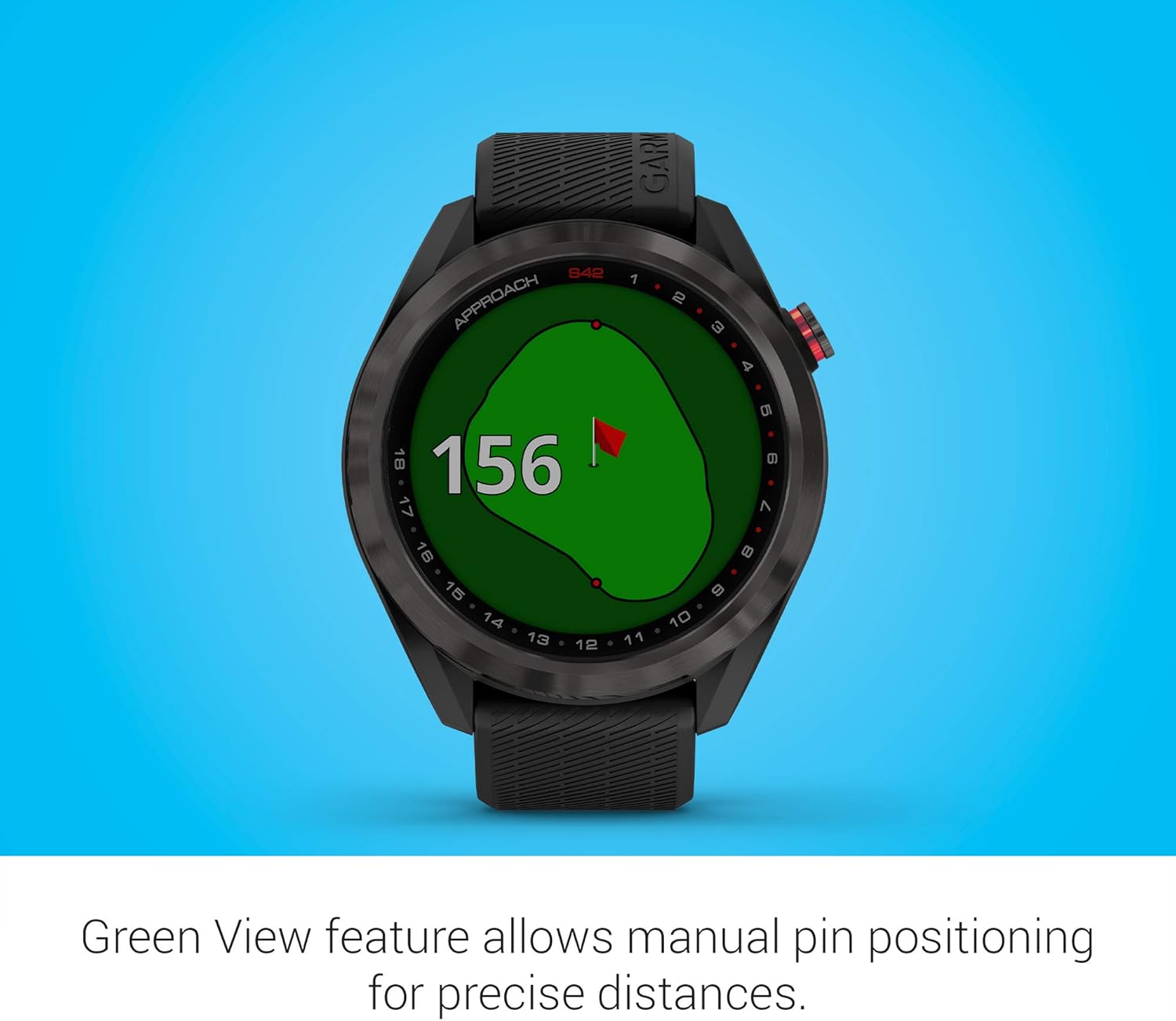 Garmin Approach S42, GPS Golf Smartwatch, Lightweight with 1.2" Touchscreen, 42k+ Preloaded Courses, Gunmetal Ceramic Bezel and Black Silicone Band, 010-02572-10