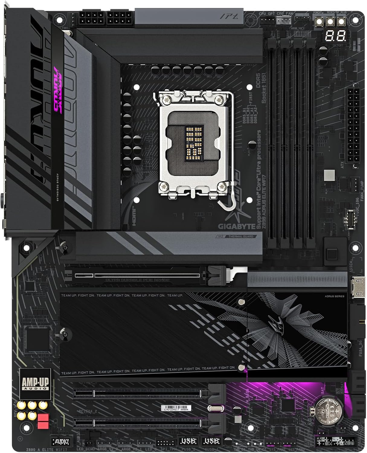 GIGABYTE Z890 AORUS Elite WIFI7 Intel Core Ultra (Series 2) LGA 1851 Motherboard, ATX, DDR5, 4X M.2, PCIe 5.0, Thunderbolt 4, 2.5GbE LAN, EZ-Latch
